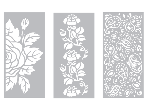 Nature's Garden - Midnight Floral Stencils - Decorative Stencil Pack