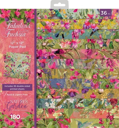 Nature's Garden Fabulous Fuchsia 12 x 12 Paper Pad
