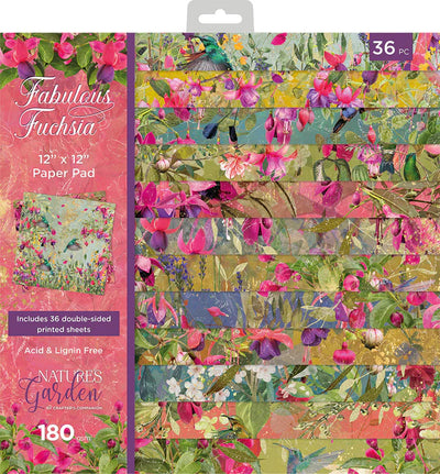 Nature's Garden Fabulous Fuchsia A4 Linen Card & 12x12 Paper Pad