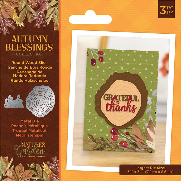 Nature's Garden Autumn Blessings Collection Metal Die - Round Wood Slice