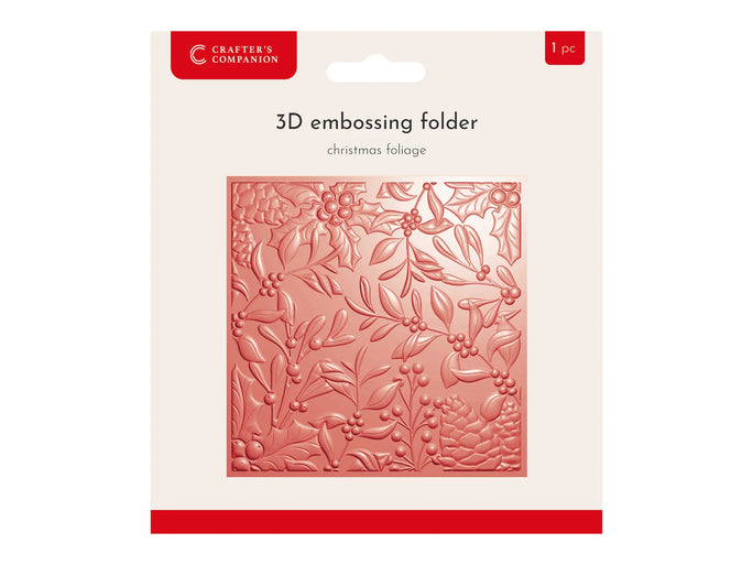 Crafter's Companion 3D Embossing Folder 5.5"x5.5" - Christmas Foliage