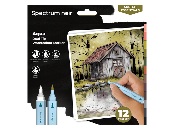 Spectrum Noir-Aqua 12pc-Sketch Essentials