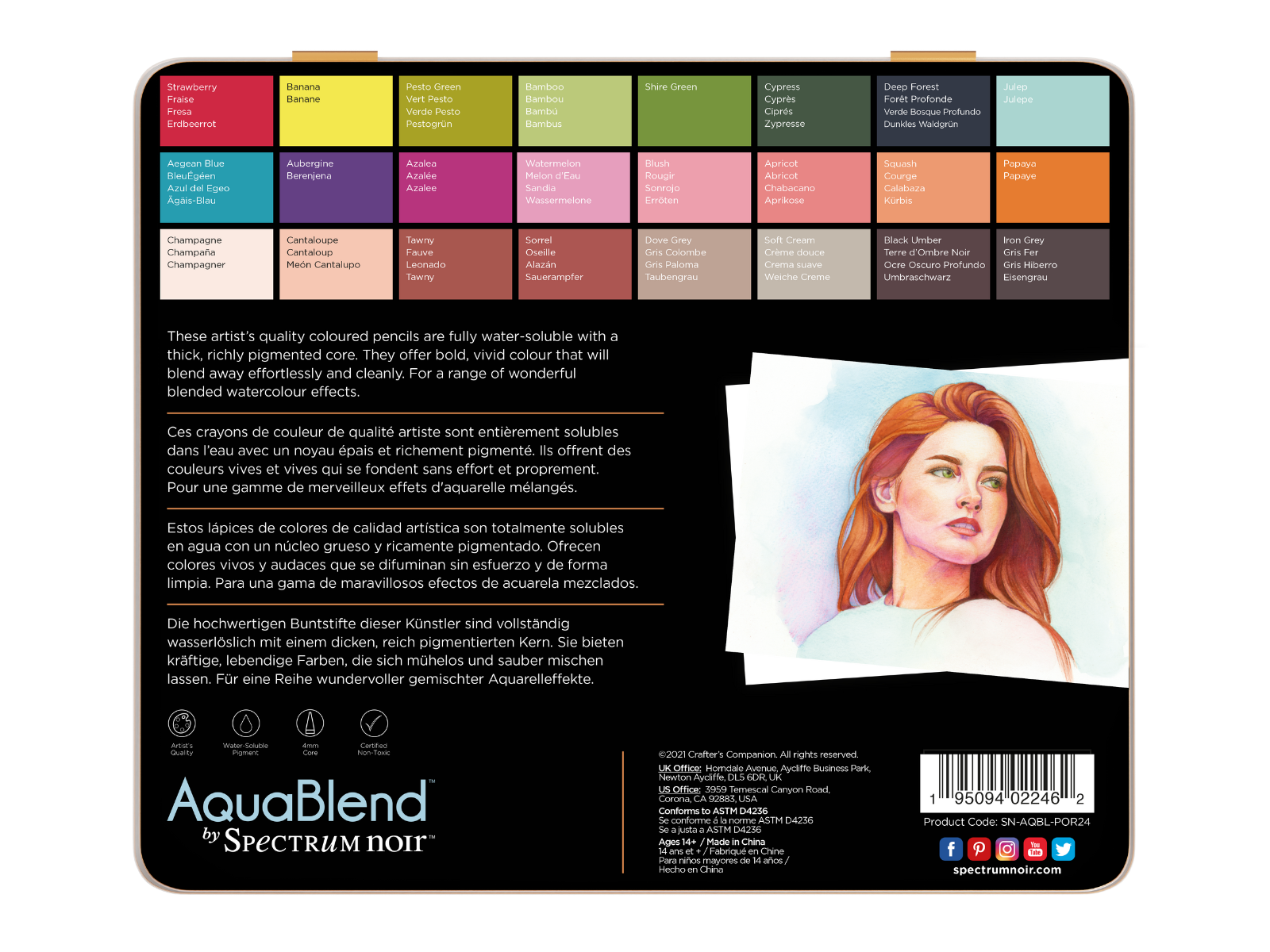Spectrum Noir AquaBlend Aquarel Potloden Doos a 24 Stuks - Naturals Spectrum Noir AquaBlend Aquarel Potloden Doos a 24 Stuks - Naturals