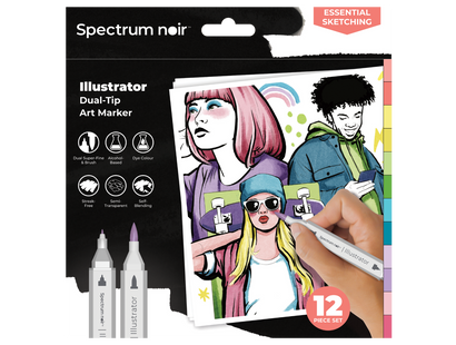 Spectrum Noir-Illustrator 12pc-Essential Sketching
