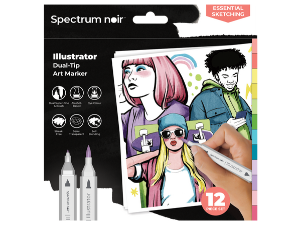 Spectrum Noir-Illustrator 12pc-Essential Sketching | Crafter's