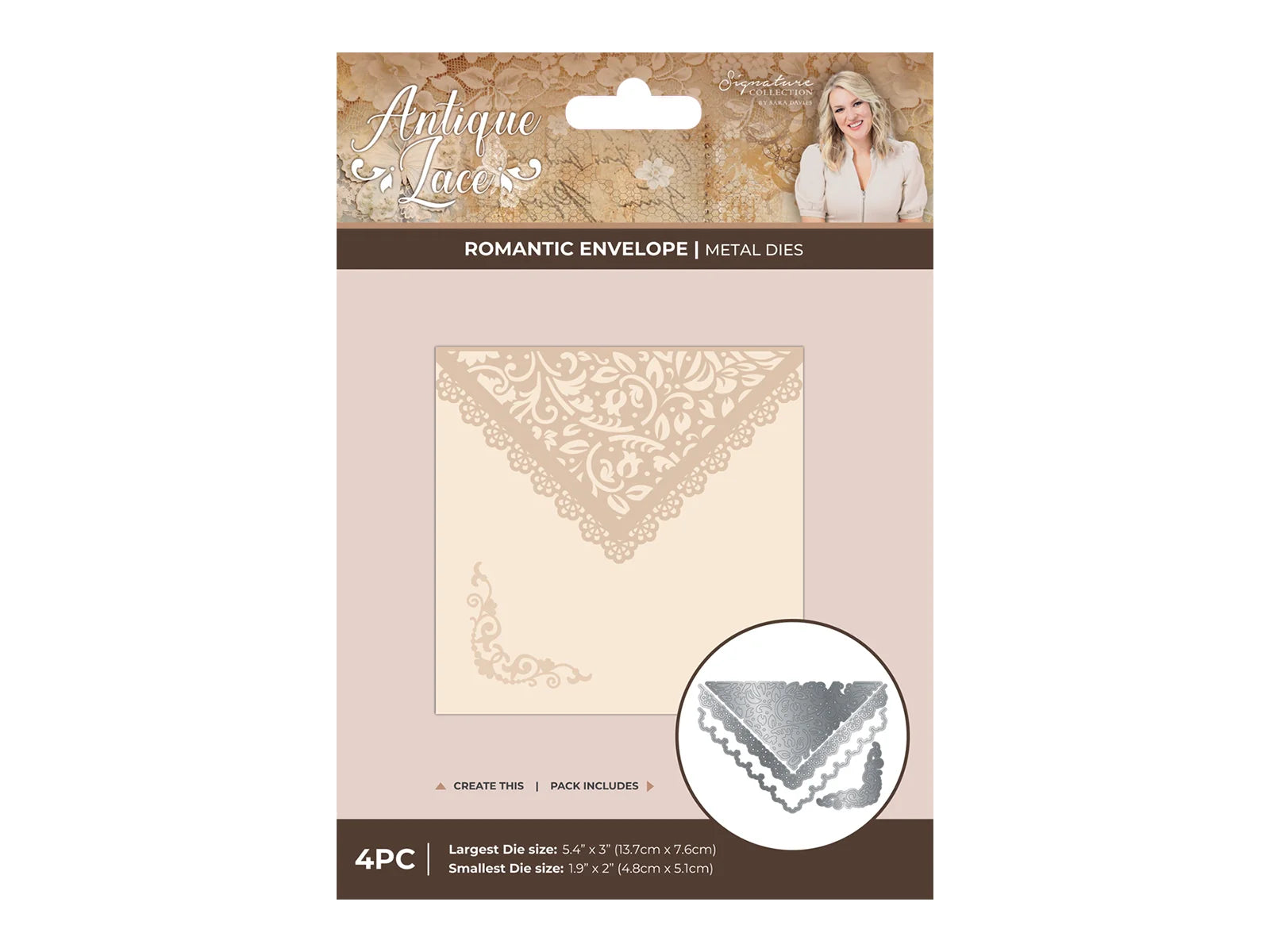 Sara Signature Antique Lace - Romantic Envelope Metal Die Set