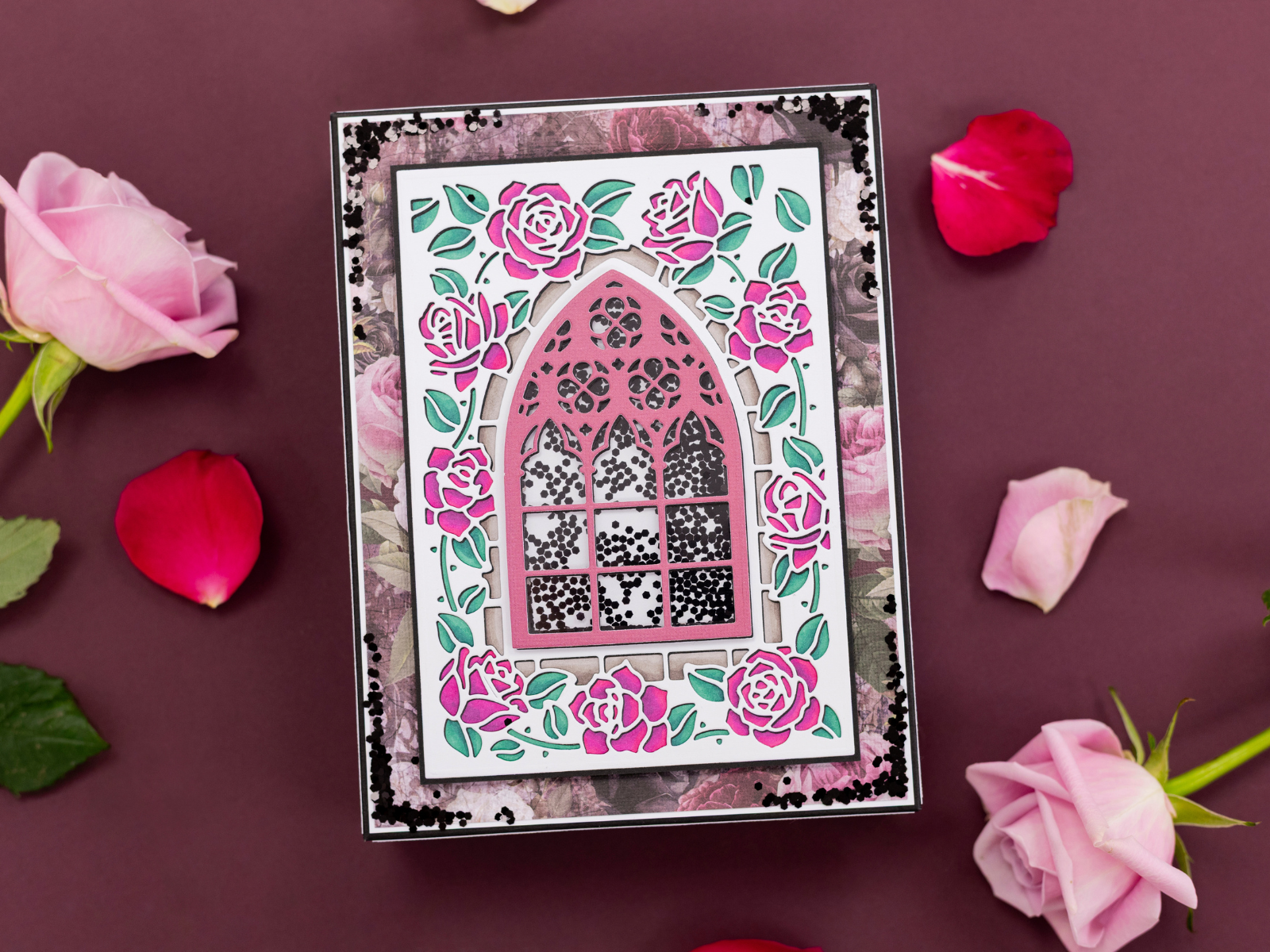 Sara Signature Thorn & Bloom Metal Die Create-a-Card - Window of Blooms