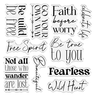 Sara Signature Bohemian Clear Acrylic Sentiment Stamps - Harmony & Happiness