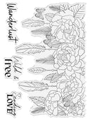 Sara Signature Bohemian Clear Acrylic Stamps - Enchanting Floral Feather