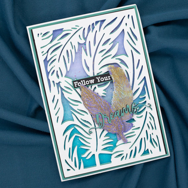 Sara Signature Bohemian Stamp and Die - Heavenly Boho Feathers