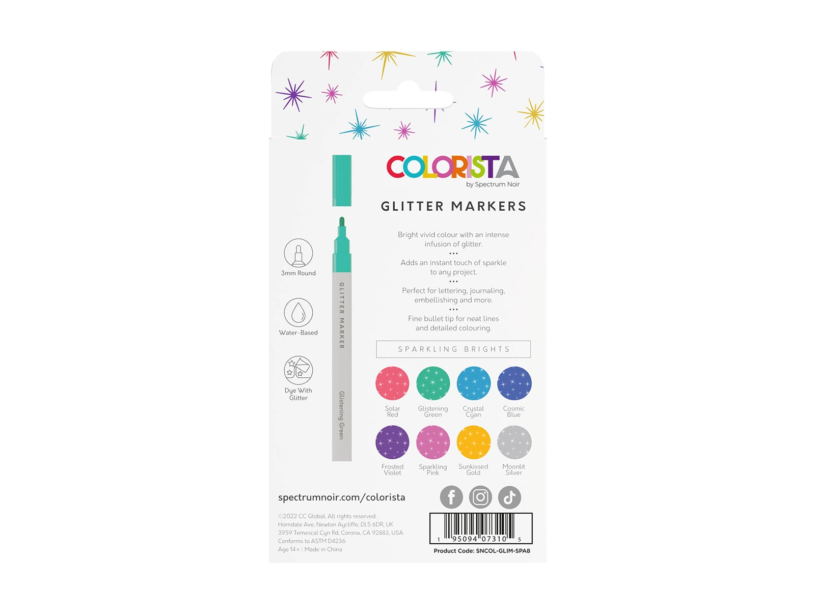 Colorista - Glitter Marker - Sparkling Brights 8pc
