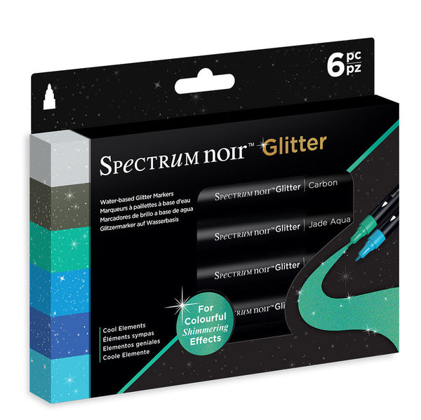 Spectrum Noir Glitter Marker-Cool Elements 6pc -Crafter's Companion US
