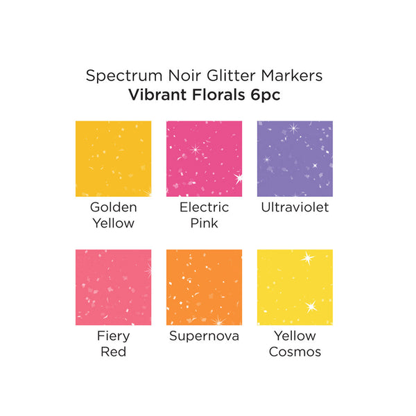6 Feutres À Paillettes Glitter Markers Vibrant Florals