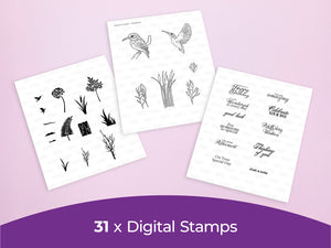 Nature's Garden Kingfisher Collection - Digital Stamp Sheets - A4