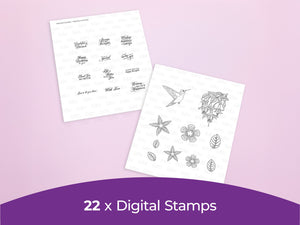 Nature's Garden Fabulous Fuchsia Collection - Digital Stamp Sheets - 11" x 8.5"