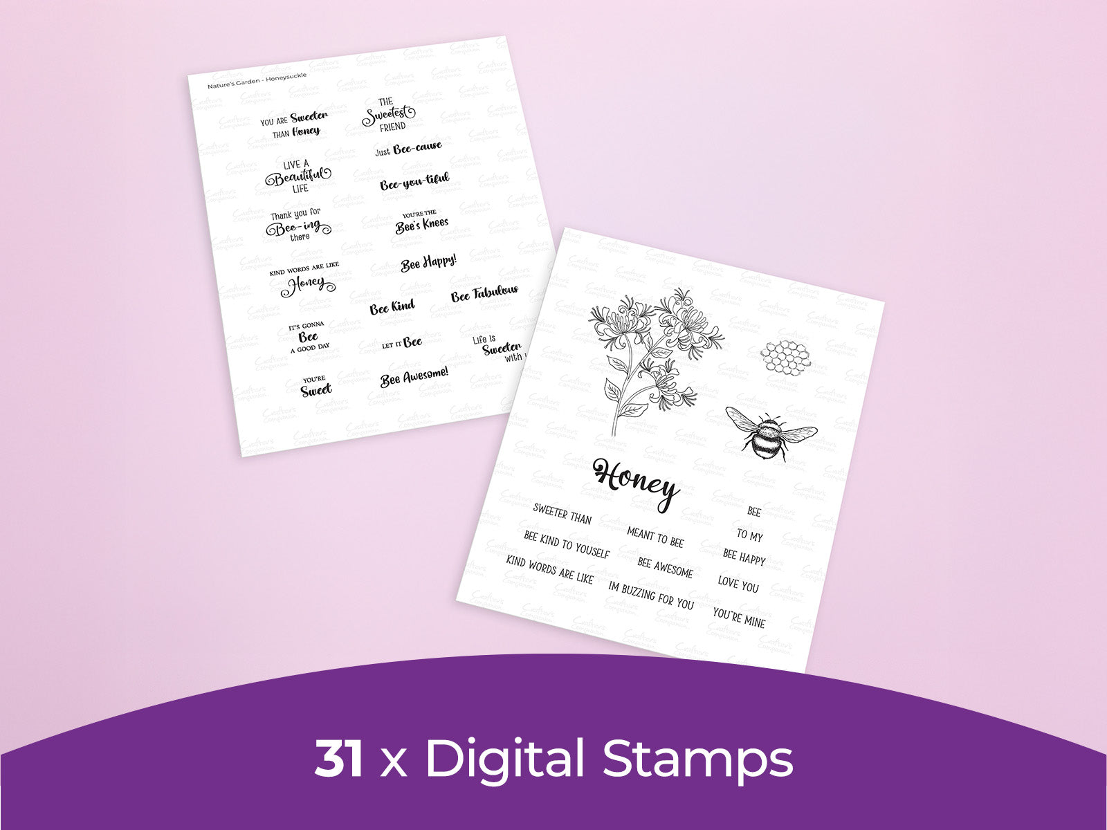 Nature's Garden Honeysuckle Collection - Digital Stamp Sheets - A4