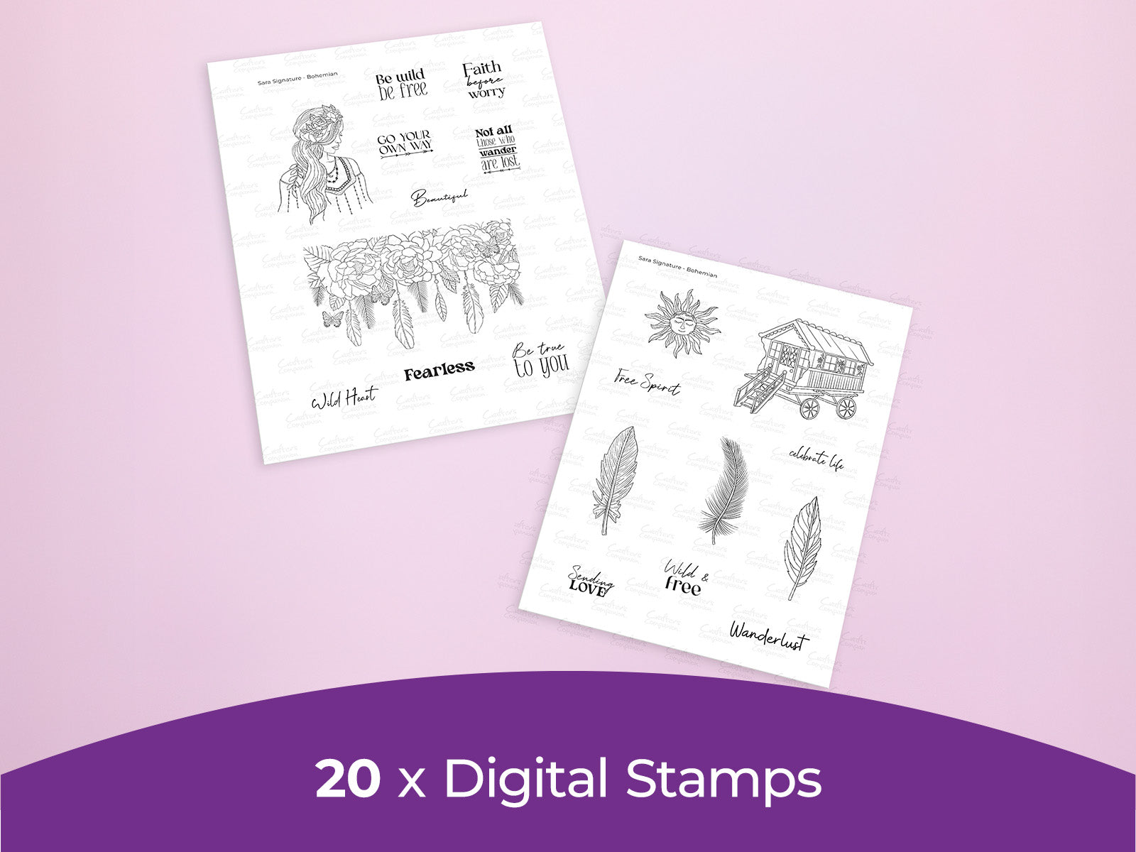 Sara Signature Bohemian Collection - Digital Stamp Sheets - A4