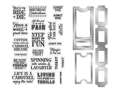 Vintage Carnival Stamp & Die - Ticket Fun