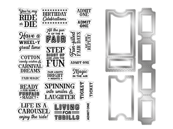 Vintage Carnival Stamp & Die - Ticket Fun