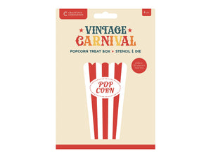 Vintage Carnival Stencil & Die Set - Popcorn Treat Box
