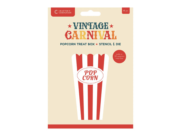 Vintage Carnival Stencil & Die Set - Popcorn Treat Box