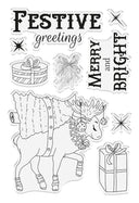Vintage Snowman Clear Acrylic Stamp - Merry and Bright