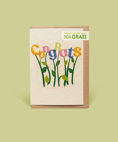 Willsow - Congrats Card & Envelope - Grass Paper