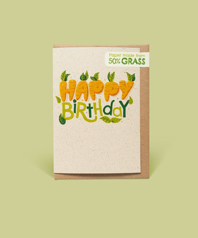 Willsow - Happy Birthday Card & Envelope - Grass Paper