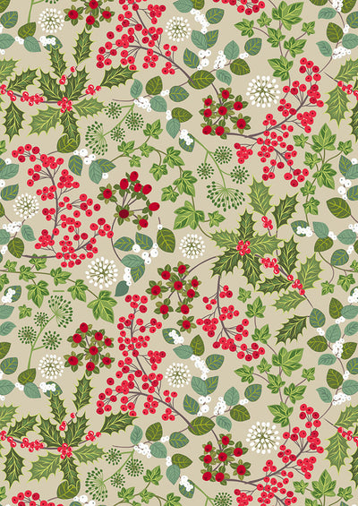 Lewis & Irene -Holly and ivy on natural with pearl