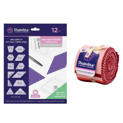 Threaders Mini Patchwork Templates with Fabric Strip Roll