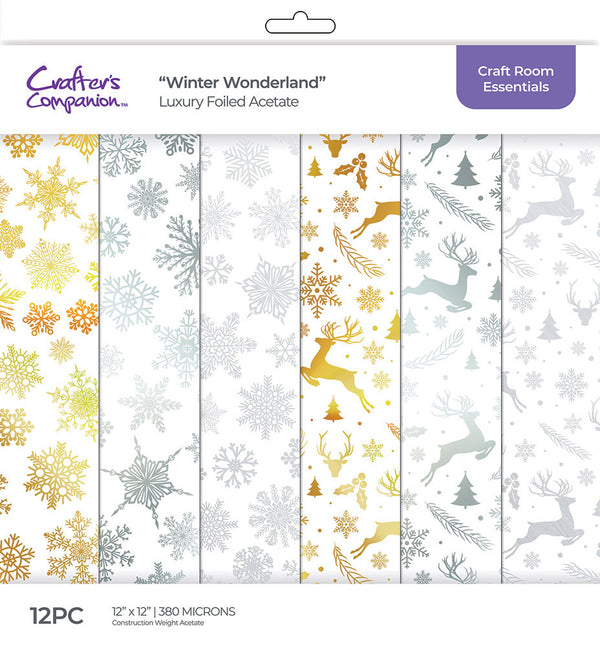 Crafters Companion Luxury Foiled Acetate Pack - Winter Wonderland