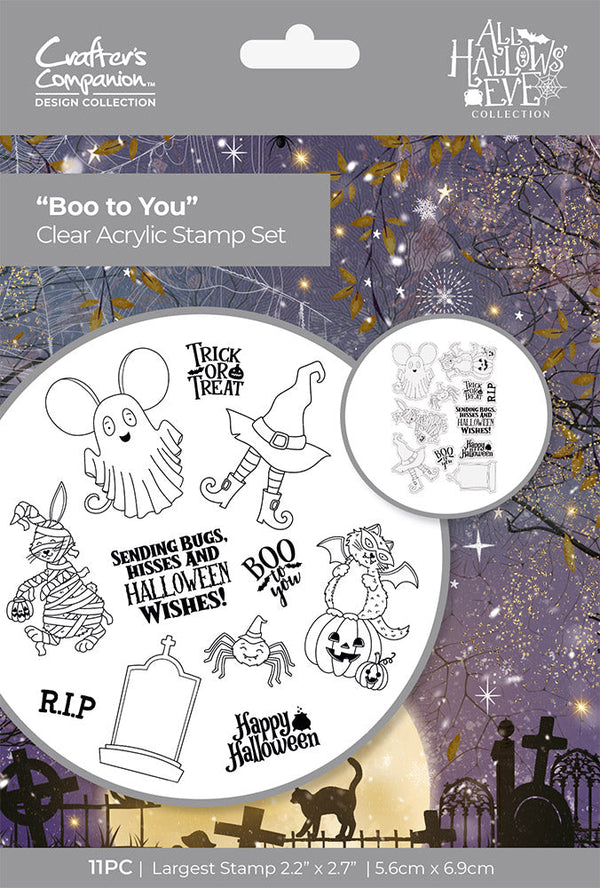 Crafter's Companion - All Hallows Eve Collection - Clear Acrylic Stamps - Boo to You