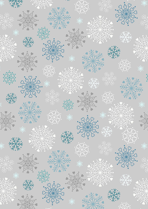 Lewis & Irene Fabric - Snowflakes on Grey