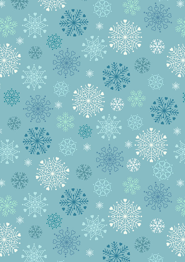 Lewis & Irene Fabric - Snowflakes on Ice Blue