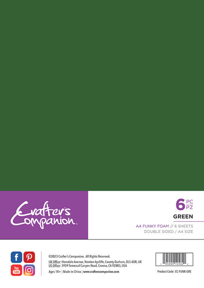 Crafter's Companion A4 Funky Foam - Green - 6 Pack