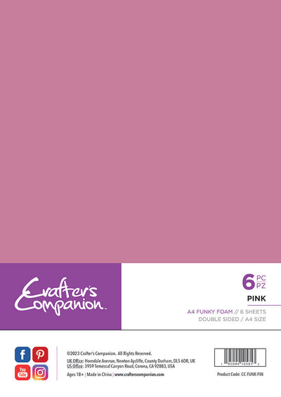 Crafter's Companion A4 Funky Foam - Pink - 6 Pack