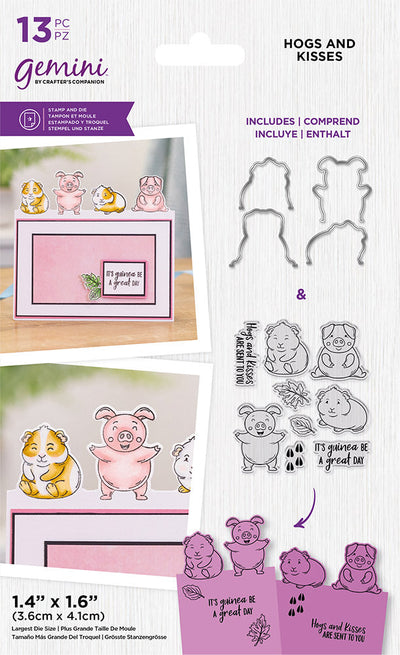 Crafter's Companion Animal Edge Stamp & Die Set - Hogs and Kisses