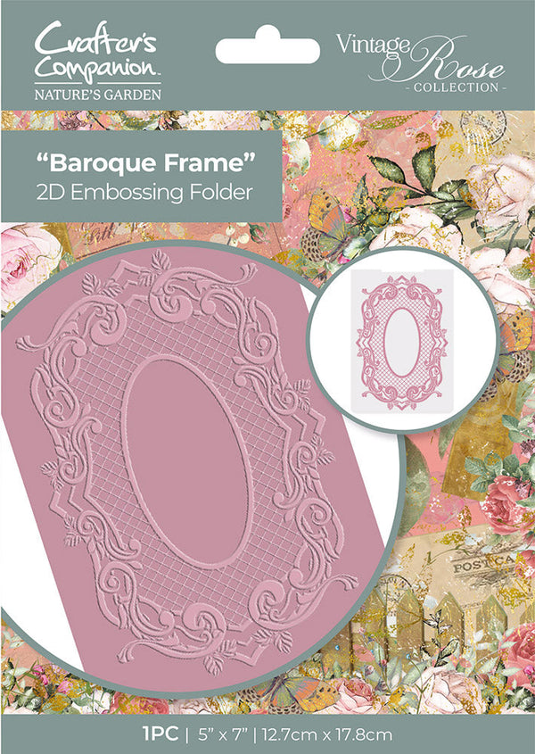 Nature's Garden Vintage Rose Embossing Folder - Baroque Frame