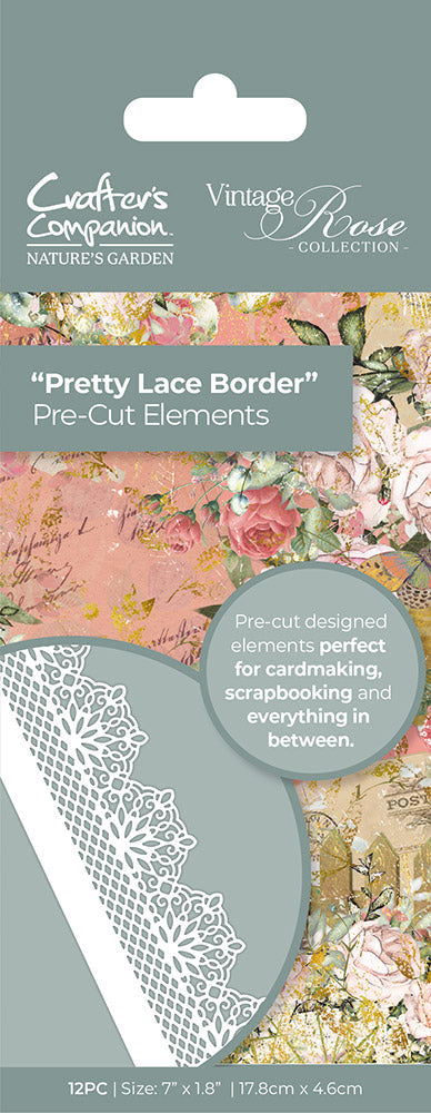 Nature's Garden Vintage Rose Pre-cut elements - Pretty Lace Border
