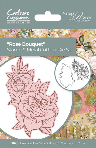 Nature's Garden Vintage Rose Stamp & Die - Rose Bouquet