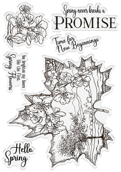 Sheena Douglass Timeless Leaves Photopolymer Stamp - Spring Blossom