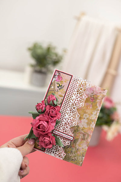 Natures Garden Vintage Rose A4 Luxury Linen Card